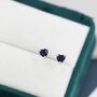 Extra Dark Sapphire Blue Corundum Heart Stud Earrings, thumbnail 7 of 11