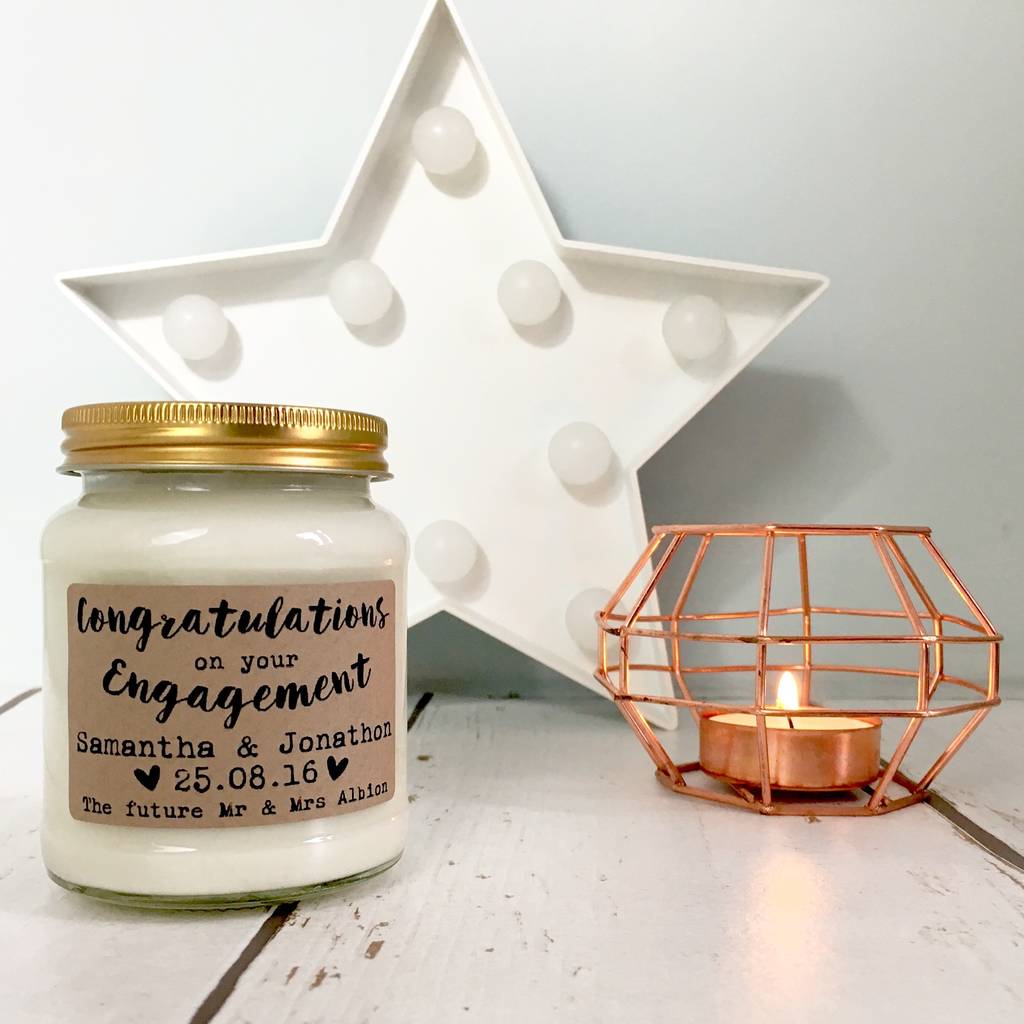 personalised engagement scented soy candle by lollyrocket candle co