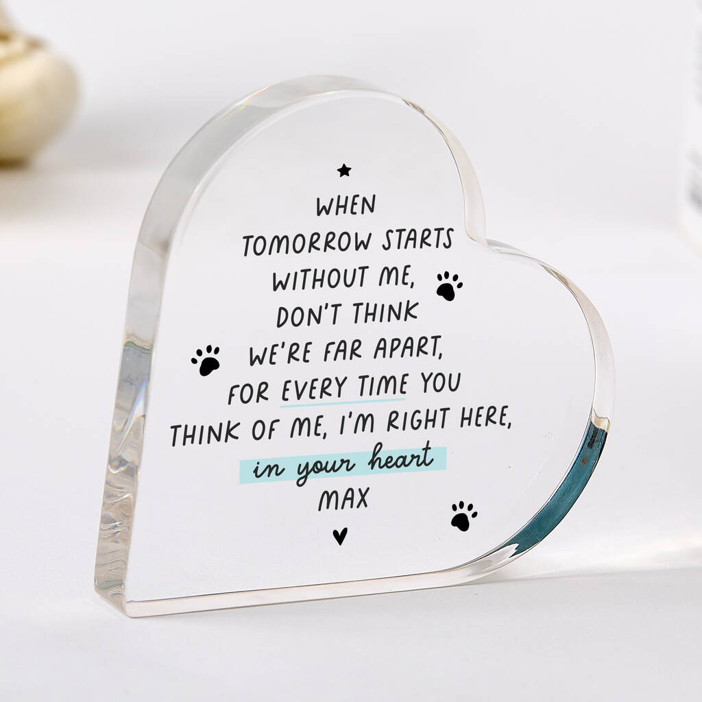 Personalised Pet Memorial Gift Heart Acrylic Plaque, 1 of 2