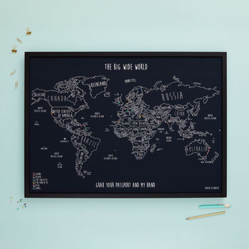 Personalised World Travel Pinboard Map With Pins, 5 of 12