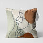 Brown Abstract Face Pattern Cushion Cover, thumbnail 1 of 7