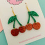 Glittery Cherry Earrings, thumbnail 2 of 2