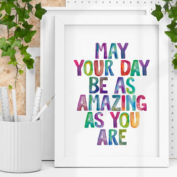 Rainbow Watercolour Amazing Day Kids Typography Print, 2 of 5