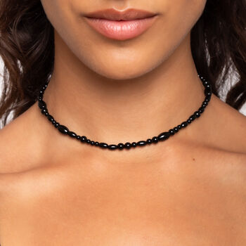 Black Agate Mixed Bead Semi Precious Relaxed Choker Necklace, 2 of 9