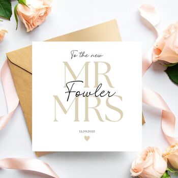 Classy Mr And Mrs Wedding Card, On Your Wedding Day Floral Card, Beige, Colour Choices, 4 of 5