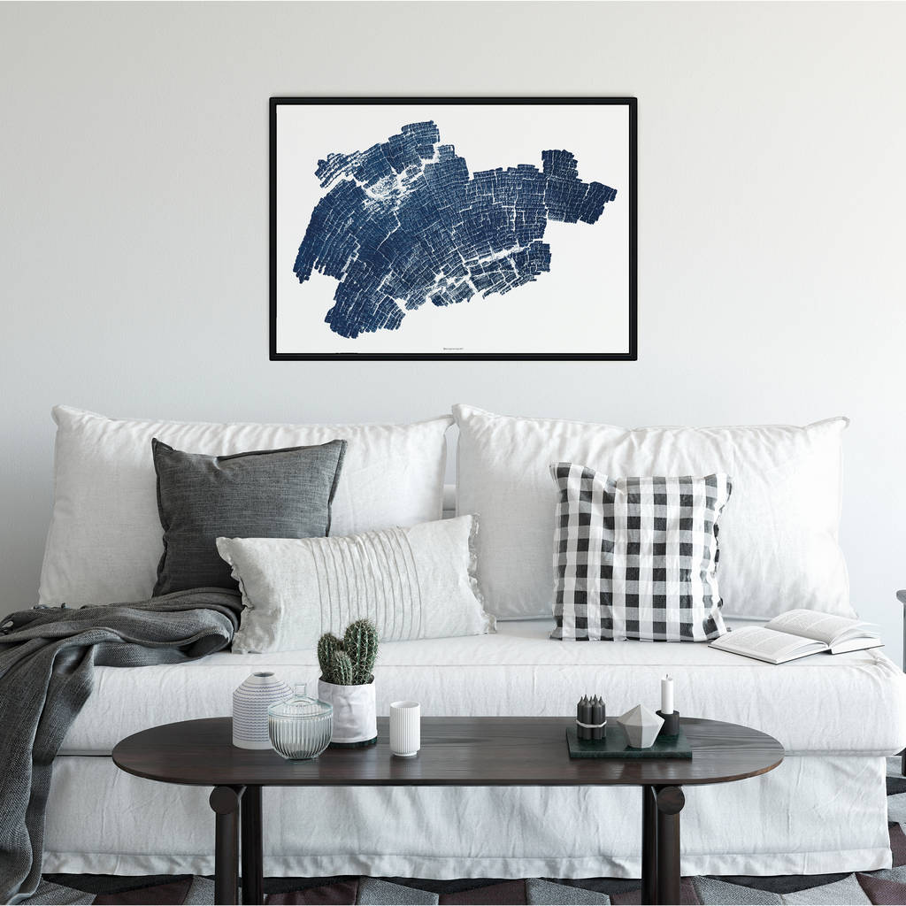 Large Tree Ring Print Indigo Blue Wall Art By Bronagh Kennedy Art