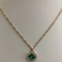 Emerald Green Clover Pendant Necklace, thumbnail 4 of 5