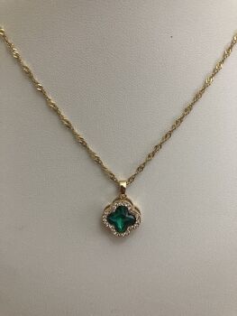 Emerald Green Clover Pendant Necklace, 4 of 5