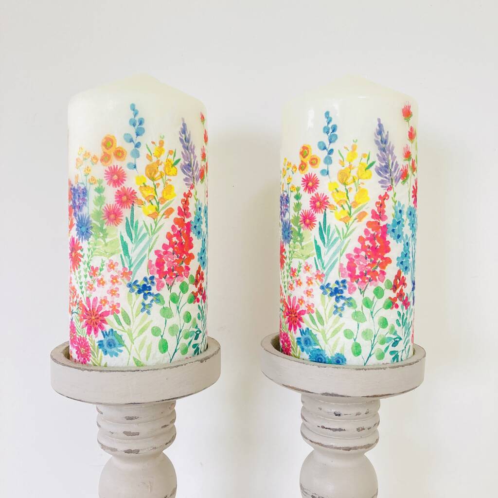 Floral Pillar Candle ~ Flowers, 1 of 3