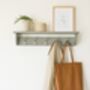 All Grey Coat Rack With Shelf, Shelf 10cm Deep, Shelf With Hooks, Black, Silver, Bronze, Copper, Chrome, Brass Hooks, Painted In F And B No.265, thumbnail 1 of 9