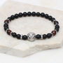 Mens Onyx And Wood Silver Bead Bracelet, thumbnail 1 of 6