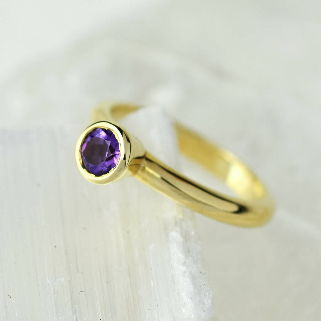 Solid Gold February Birthstone Amethyst Ring By Alison Moore Designs