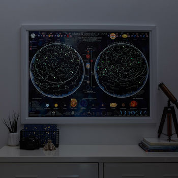 Stars And Constellations Glow Map, Night Sky Poster, 3 of 7