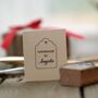 Handmade By Gift Tag Design Personalised Rubber Stamp, thumbnail 1 of 3