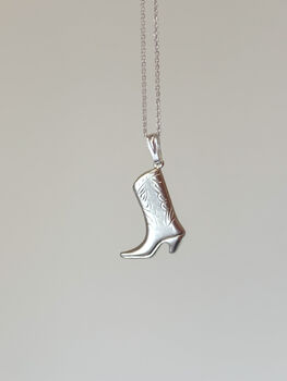 Sterling Silver Cowgirl Boot Pendant Necklace, 4 of 8