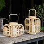 Bamboo Garden Lantern Duo With LED Candles, thumbnail 2 of 2