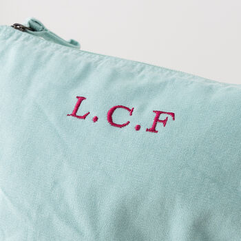Embroidered Initials Washed Finish Pouch, 2 of 7