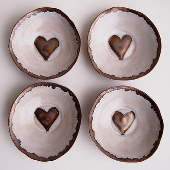 Handmade Valentines Gold Heart Ceramic Ring Dish, 4 of 11