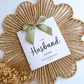 To My Husband On Our Wedding Day Card, Luxury Bow Wedding Card, 2 of 4