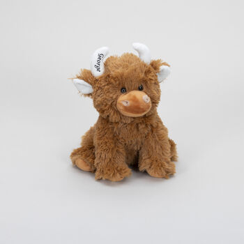 Brown Highland Cow Soft Toy+Personalised Horn+Gift Bag, 10 of 11