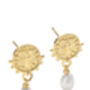 14 K Gold Pearl Goddess Sunburst Stud Earrings, thumbnail 3 of 5