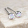 Mini Sterling Silver Candy Pink Opal Stud Earrings, thumbnail 5 of 12