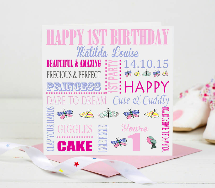 1st Birthday Card For Girl By Lisa Marie Designs