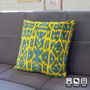 Yellow And Blue Hand Woven Ikat Cushion Cover, thumbnail 5 of 7