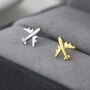 Sterling Silver Tiny Plane Stud Earrings, thumbnail 4 of 12