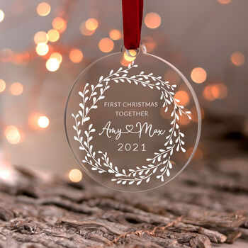Personalised Acrylic First Christmas Together Ornament, 9 of 10
