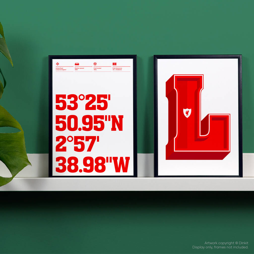 Liverpool Football Stadium Coordinates Prints By Dinkit