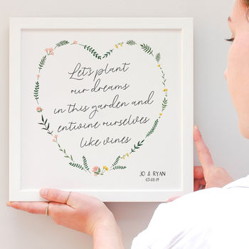 Personalised Wedding Wildflower Heart Framed Print, 4 of 7