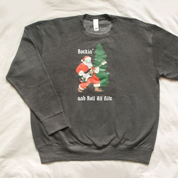 Personalised Festive Rock 'N' Roll Santa Christmas Jumper, 4 of 5