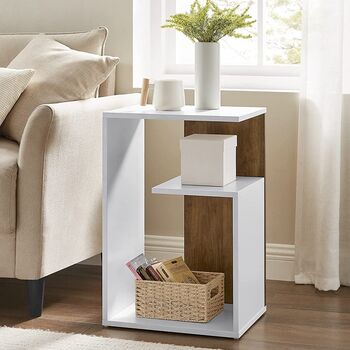 White Side Table Bedside Table With Open Storage, 2 of 9
