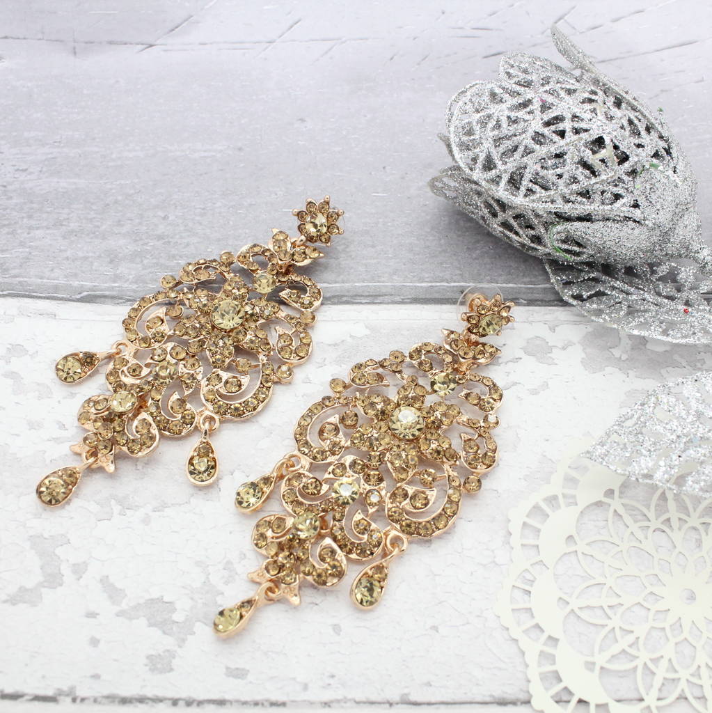 Antique Stone Chandelier Earrings By Isabella Charm