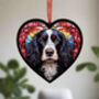 Cocker Spaniel Stained Glass Effect Heart Suncatcher, thumbnail 2 of 9