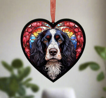 Cocker Spaniel Stained Glass Effect Heart Suncatcher, 2 of 9