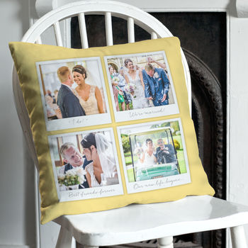 Personalised Four Photo Cushion With Captions, 5 of 7