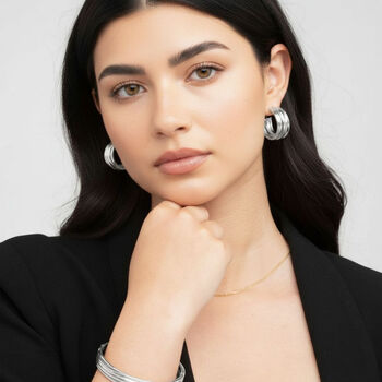 Nami 925 Sterling Silver Plated Twist Hoop Earrings, 4 of 5