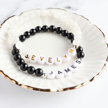 Couples Boyfriend Personalised Gemstone Beaded Bracelet Set, 8 of 10