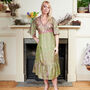Zaria Silk Print Embroidered Green Dress 24, thumbnail 1 of 3