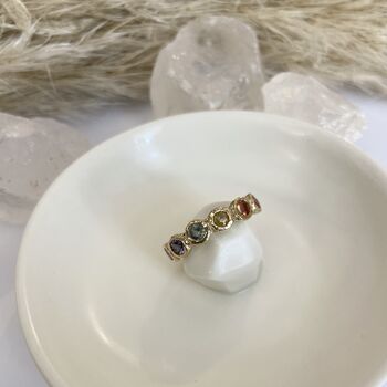 'Iris' Rainbow Sapphire Eternity Ring Recycled 9ct Gold, 6 of 12