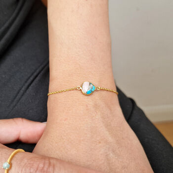 Pink Opal And Turquoise Gold Plated Adjustable Bracelet, 2 of 5