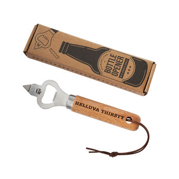 Cornish Gifts 'Helluva Thirsty' Wooden Bottle Opener, 2 of 3