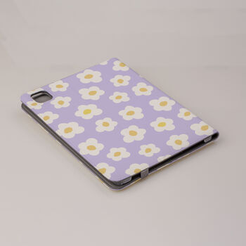 Purple Retro Flowers Vegan Leather iPad Pro Case, 5 of 7