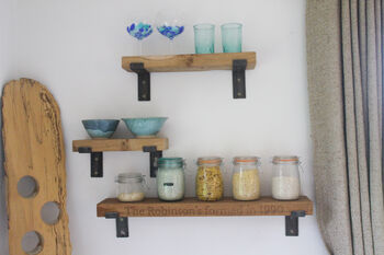 Handmade Solid Oak Shelf With Bent Iron Brackets, 6 of 8
