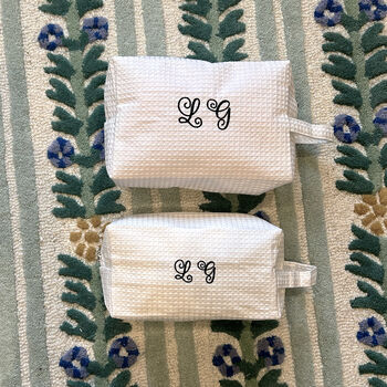 Pair Of Quilted Monogram Cosmetic Bags, 3 of 5