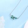 Sterling Silver Emerald Green Cz Leaf Pendant Necklace, thumbnail 1 of 12