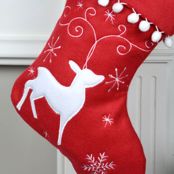 Personalised Reindeer Christmas Stocking With Pom Pom, 3 of 5