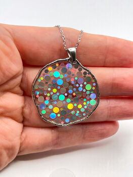 Festive Disco Necklace With Silver Sparkles In Medium Size, 6 of 11